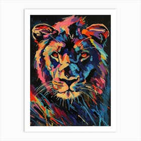 Black Lion Symbolic Imagery Fauvist Painting 1 Art Print