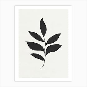 Minimalist Black Leaf 04 Art Print