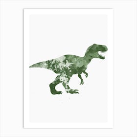 Olive Green T Rex Silhouette 2 Art Print