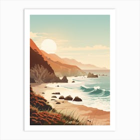 Vintage Retro Print Of Pfeiffer Beach, Big Sur California 1 Art Print