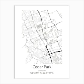 Cedar Park,United States Minimalist Map Art Print