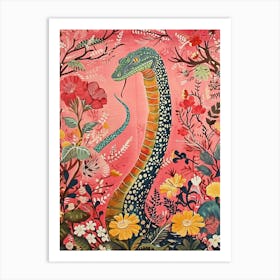 Floral Animal Painting Cobra 6 Art Print