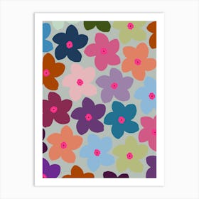 Colorful Retro Floral Art Print