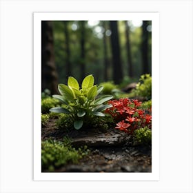 Moss And Plants In The Forest Art Print