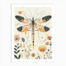 Colourful Insect Illustration Lacewing 11 Art Print
