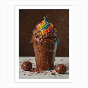 Chocolate Cupcake With Rainbow Sprinkles Art Print