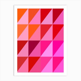 Pink And Orange Geometric Triangle Abstract Art Print