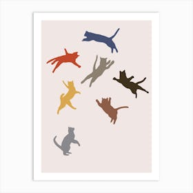 Funny Flying Cats Matisse Cutout Minimal Art Print