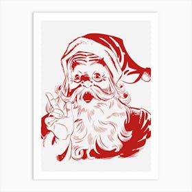 Retro Santa Claus Vintage Art Art Print
