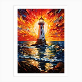 Lighthouse At Sunset 5 Art Print