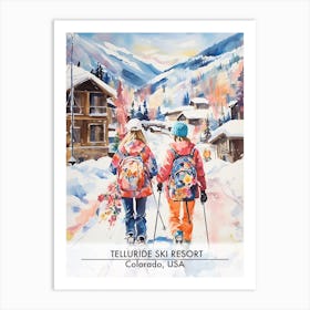 Telluride Ski Resort   Colorado Usa, Ski Resort Poster Illustration 0 Art Print