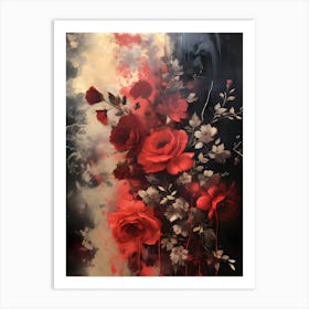 Vintage Dark Flowers 2 Art Print