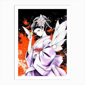 Anime Elf Geisha Illustration Art Print