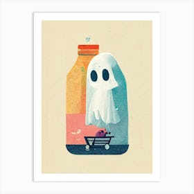 Bedsheet Ghost Groceries Abstract Art Print