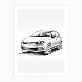 Volkswagen Golf Line Drawing 23 Art Print