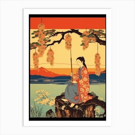 Lake Biwa, Japan Vintage Travel Art 1 Art Print