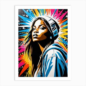 Graffiti Mural Of Beautiful Hip Hop Girl 66 Art Print