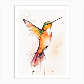 Rufous Hummingbird Minimalist Watercolour Art Print