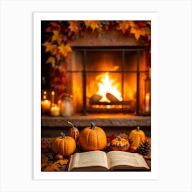 Cozy Handwritten Thanksgiving Greeting Nestled Within An Ornate Autumnal Border Featuring A Rich (1) 2 Art Print