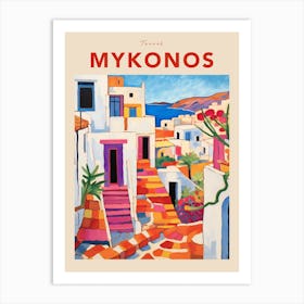 Mykonos Greece Fauvist Travel Poster Art Print
