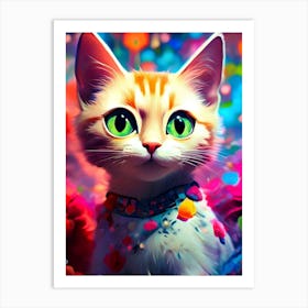 Cat With Green Eyes Art Print