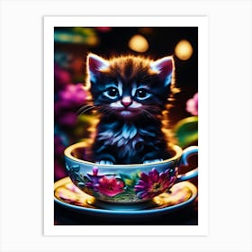 Kitten In A Teacup 4 Art Print