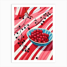 Cranberries Fruit Summer Illustration 2 Art Print