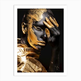 Gold And Black Portrait Of A Woman Art Print