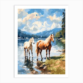 Horses Painting In Bled, Slovenia 1 Art Print