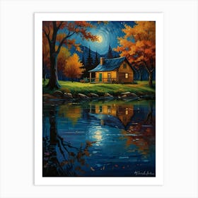 Cabin By The Lake 2 Art Print