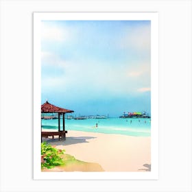 Palawan Beach, Sentosa Island, Singapore Watercolour Art Print