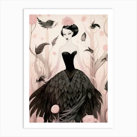 Crows And Roses Art Print