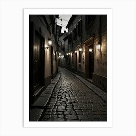 Narrow Street At Night Art Print