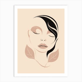 Woman'S Face With Leaves 1 Art Print