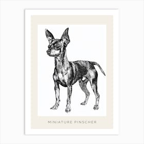 Miniature Pinscher Dog Line Sketch 2 Poster Art Print