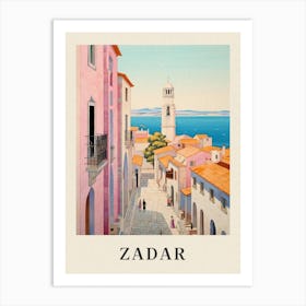 Zadar Croatia 2 Vintage Pink Travel Illustration Poster Art Print