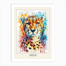 Cheetah Colourful Watercolour 1 Poster Art Print