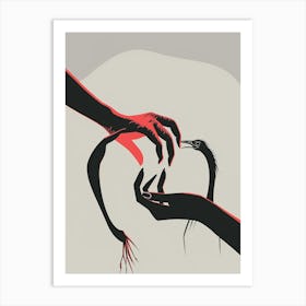 Bird And A Hand Art Print