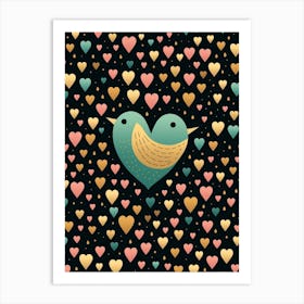 Birds In The Shape Of A Heart With Lines & Dots Art Print