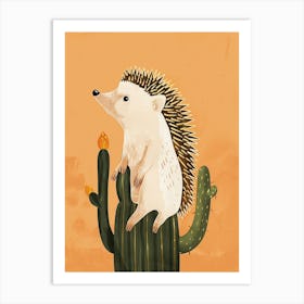 Hedgehog Cactus Minimalist Abstract Illustration 4 Art Print
