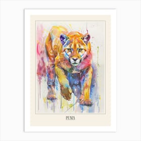 Puma Colourful Watercolour 1 Poster Art Print