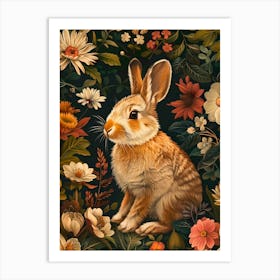 Rabbit In Flowers Inspired by William Morris Art Print