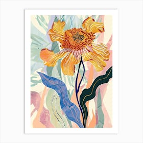 Colourful Flower Illustration Marigold 2 Art Print