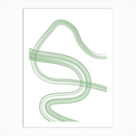 Green Wavy Lines Art Print