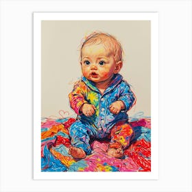 Baby On A Blanket Art Print