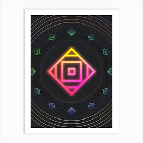Neon Geometric Glyph in Pink and Yellow Circle Array on Black n.0440 Art Print