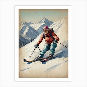 Skier On The Slopes 1 Art Print