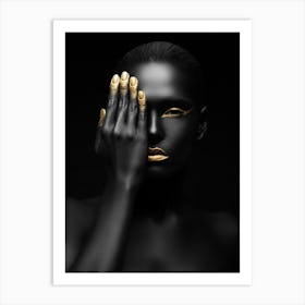 Black Woman With Gold Makeup 4 Art Print