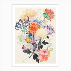 Chrysanthemum 2 Collage Flower Bouquet Art Print