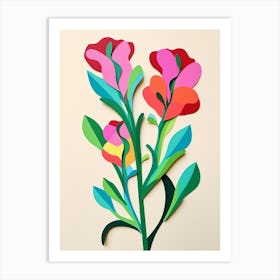 Cut Out Style Flower Art Sweet Pea 1 Art Print